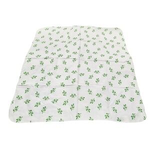 Tiddliwinks Vintage Y2K White Green Leaves Ferns Cotton Flannel Swaddle Blanket